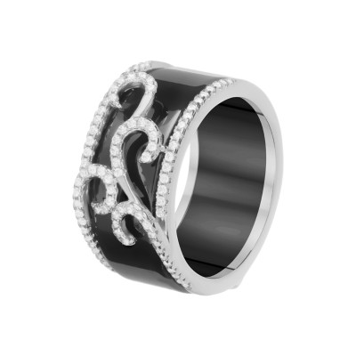 Кольцо с цирконом и керамикой из серебра 925 пробы фото