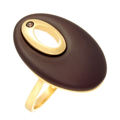 Кольцо с цирконом и керамикой из серебра 925 пробы фото