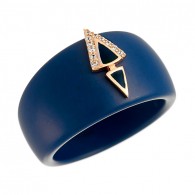 Кольцо с цирконом, эмалью и керамикой из серебра 925 пробы фото