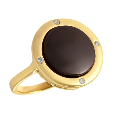 Кольцо с цирконом и керамикой из серебра 925 пробы фото