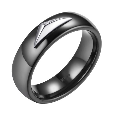 Кольцо с цирконом и керамикой из серебра 925 пробы фото