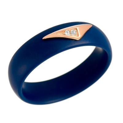 Кольцо с цирконом и керамикой из серебра 925 пробы фото