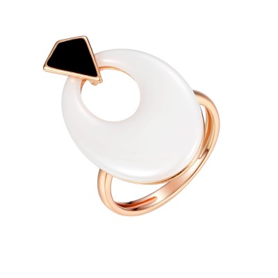 Кольцо с эмалью и керамикой из серебра 925 пробы фото