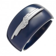 Кольцо с цирконом и керамикой из серебра 925 пробы фото