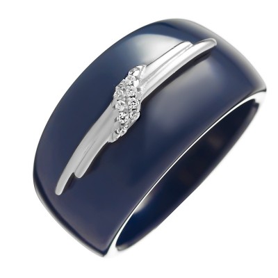 Кольцо с цирконом и керамикой из серебра 925 пробы фото