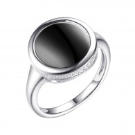 Кольцо с цирконом и керамикой из серебра 925 пробы фото