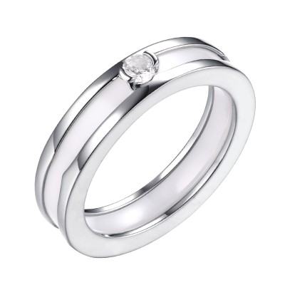 Кольцо с цирконом и керамикой из серебра 925 пробы фото