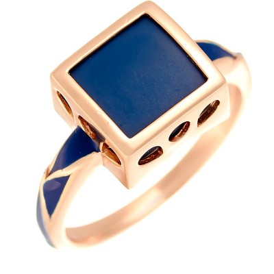 Кольцо с эмалью и керамикой из серебра 925 пробы фото