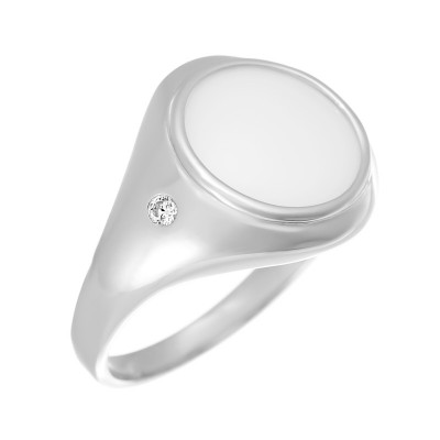 Кольцо с цирконом и керамикой из серебра 925 пробы фото