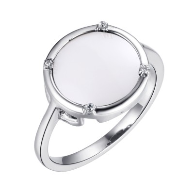 Кольцо с цирконом и керамикой из серебра 925 пробы фото