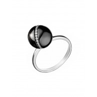 Кольцо с цирконом и керамикой из серебра 925 пробы фото