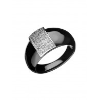 Кольцо с цирконом и керамикой из серебра 925 пробы фото