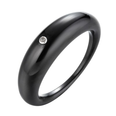 Кольцо с бриллиантом и керамикой из серебра 925 пробы фото