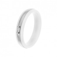 Кольцо с цирконом и керамикой из серебра 925 пробы фото