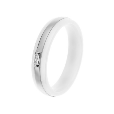 Кольцо с цирконом и керамикой из серебра 925 пробы фото