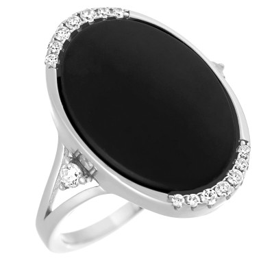 Кольцо с цирконом и керамикой из серебра 925 пробы фото