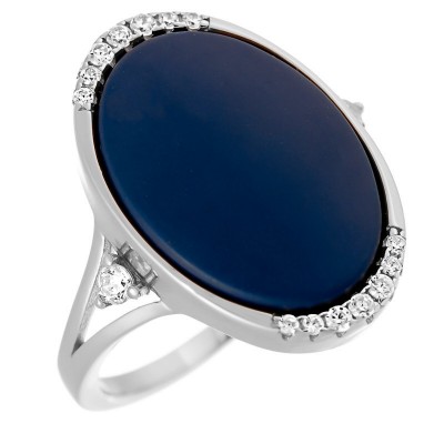 Кольцо с цирконом и керамикой из серебра 925 пробы фото