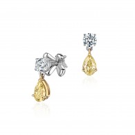 Серьги с бриллиантом из комбинированного золота 750 пробы фото