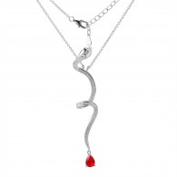 Колье с цирконом, кристаллом и Ситалл из серебра 925 пробы фото