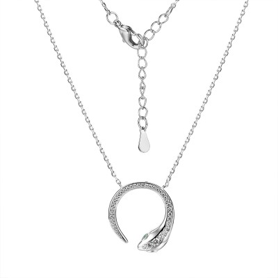 Колье с цирконом и кристаллом из серебра 925 пробы фото