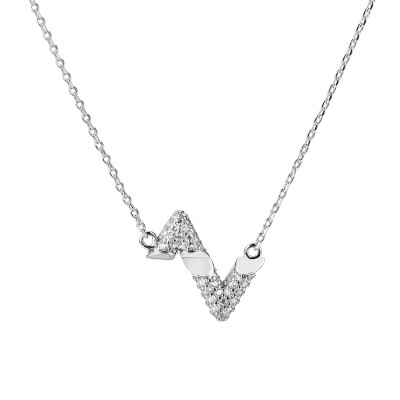 Колье с цирконом из серебра 925 пробы фото