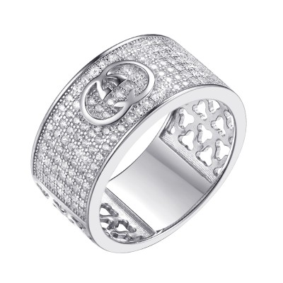 Кольцо с цирконом из серебра 925 пробы фото