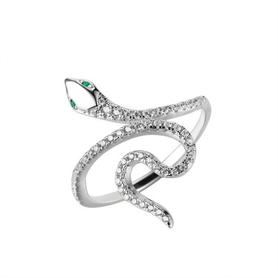 Кольцо с цирконом и кристаллом из серебра 925 пробы фото