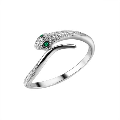 Кольцо с цирконом и кристаллом из серебра 925 пробы фото