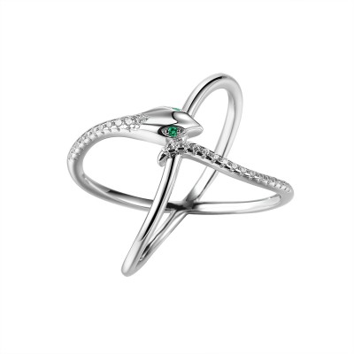 Кольцо с цирконом и кристаллом из серебра 925 пробы фото