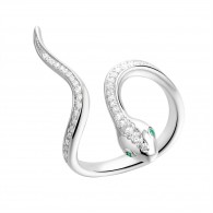 Кольцо с цирконом и кристаллом из серебра 925 пробы фото