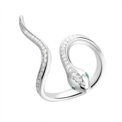 Кольцо с цирконом и кристаллом из серебра 925 пробы фото