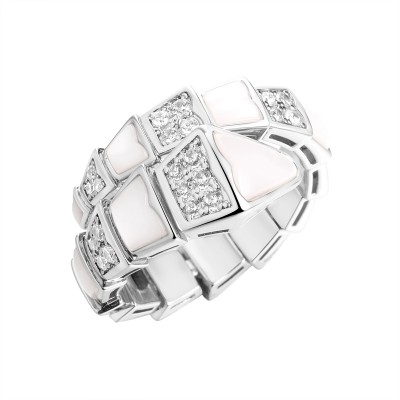 Кольцо с цирконом и перламутром из серебра 925 пробы фото