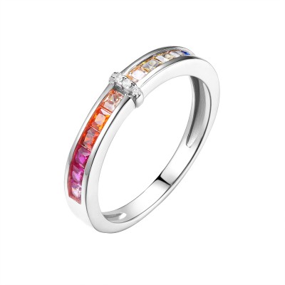 Кольцо с корундом, цирконом и шпинелью из серебра 925 пробы фото