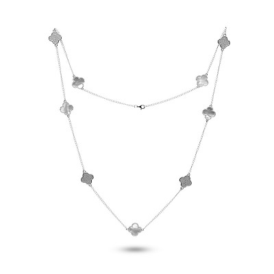 Колье с цирконом и перламутром из серебра 925 пробы фото