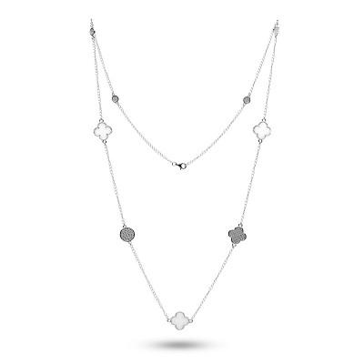 Колье с цирконом и керамикой из серебра 925 пробы фото