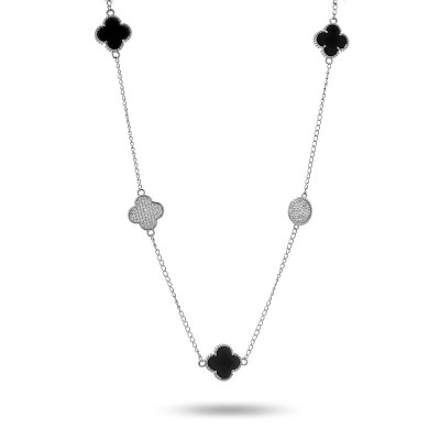 Колье с цирконом и керамикой из серебра 925 пробы фото