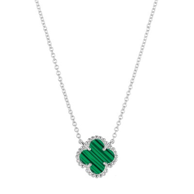 Колье с малахитом из серебра 925 пробы фото