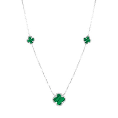 Колье с малахитом из серебра 925 пробы фото