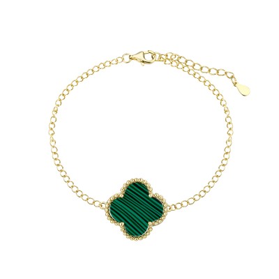 Браслет с малахитом из серебра 925 пробы фото