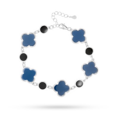 Браслет с эмалью и керамикой из серебра 925 пробы фото