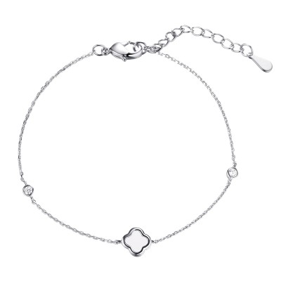 Браслет с цирконом и керамикой из серебра 925 пробы фото