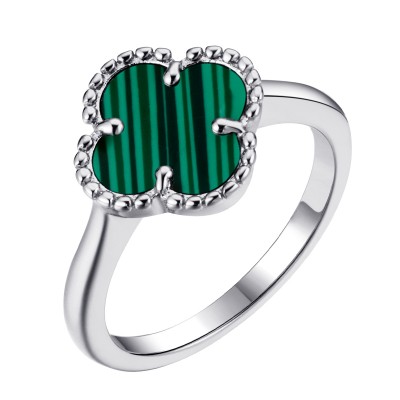 Кольцо с малахитом из серебра 925 пробы фото