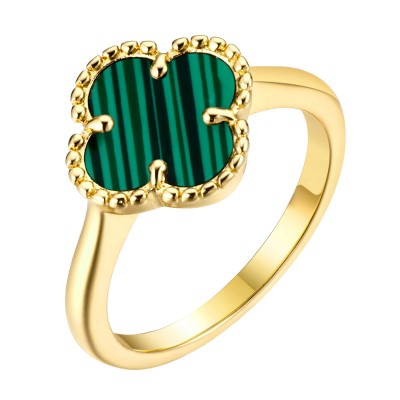 Кольцо с малахитом из серебра 925 пробы фото