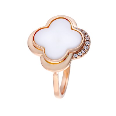 Кольцо с цирконом и керамикой из серебра 925 пробы фото