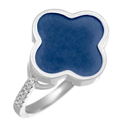 Кольцо с цирконом и керамикой из серебра 925 пробы фото