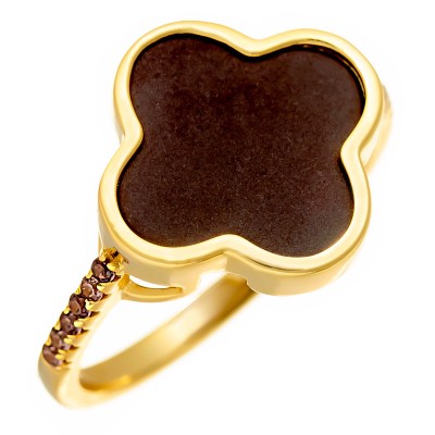 Кольцо с цирконом и керамикой из серебра 925 пробы фото