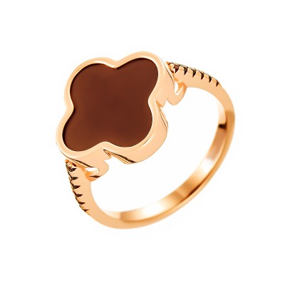 Кольцо с цирконом и керамикой из серебра 925 пробы фото