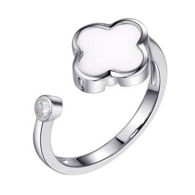 Кольцо с цирконом и керамикой из серебра 925 пробы фото