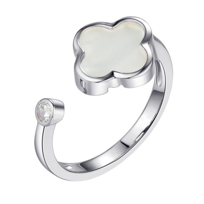 Кольцо с цирконом и перламутром из серебра 925 пробы фото