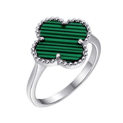 Кольцо с малахитом из серебра 925 пробы фото